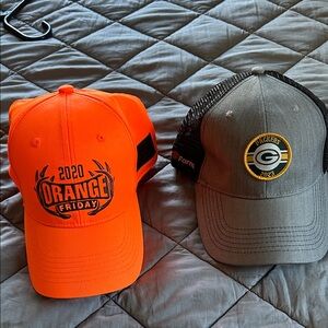 Like new Orange and Gray Sports Caps Set
